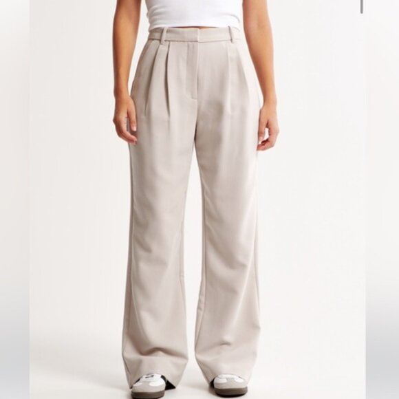 Abercrombie Sloane Tailored Wide Leg Pant Cream Size 28 - Picture 1 of 6